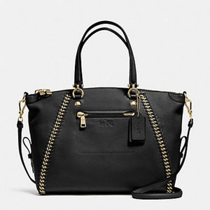 COACH Prairie Satchel Chain Black Pebbled Leather